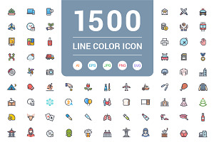 1500 Line Color Icons Pack