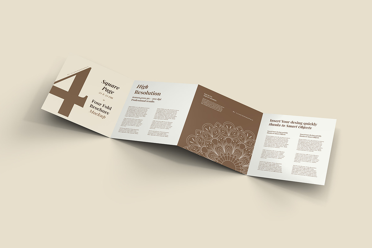 4 Fold Square Brochure Mockup, an Advertising Mockup by Illusiongraphic (Photo 3 of 19)