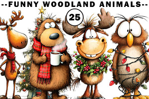 Funny Woodland Animals Clipart, an Illustration by CreationArt