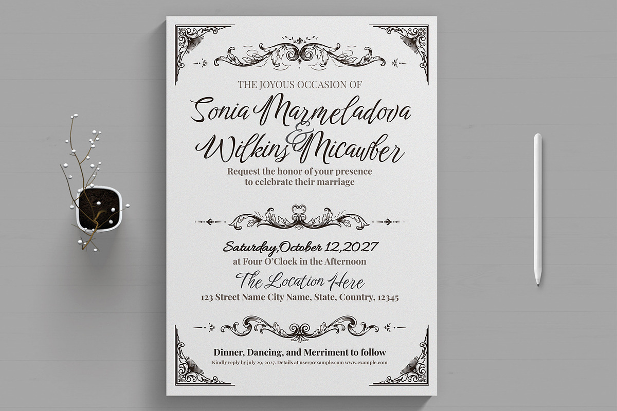 Vintage Wedding Invitation Card, a Stationery Template by MightyDesign (Photo 1 of 8)