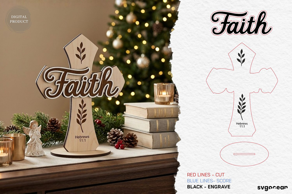 Christian Standing Cross SVG Bundle, a Decorative Illustration by svgocean (Photo 11 of 11)