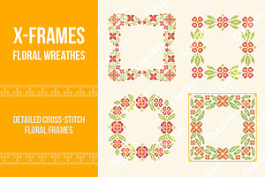 Cross-stitch Floral Frames