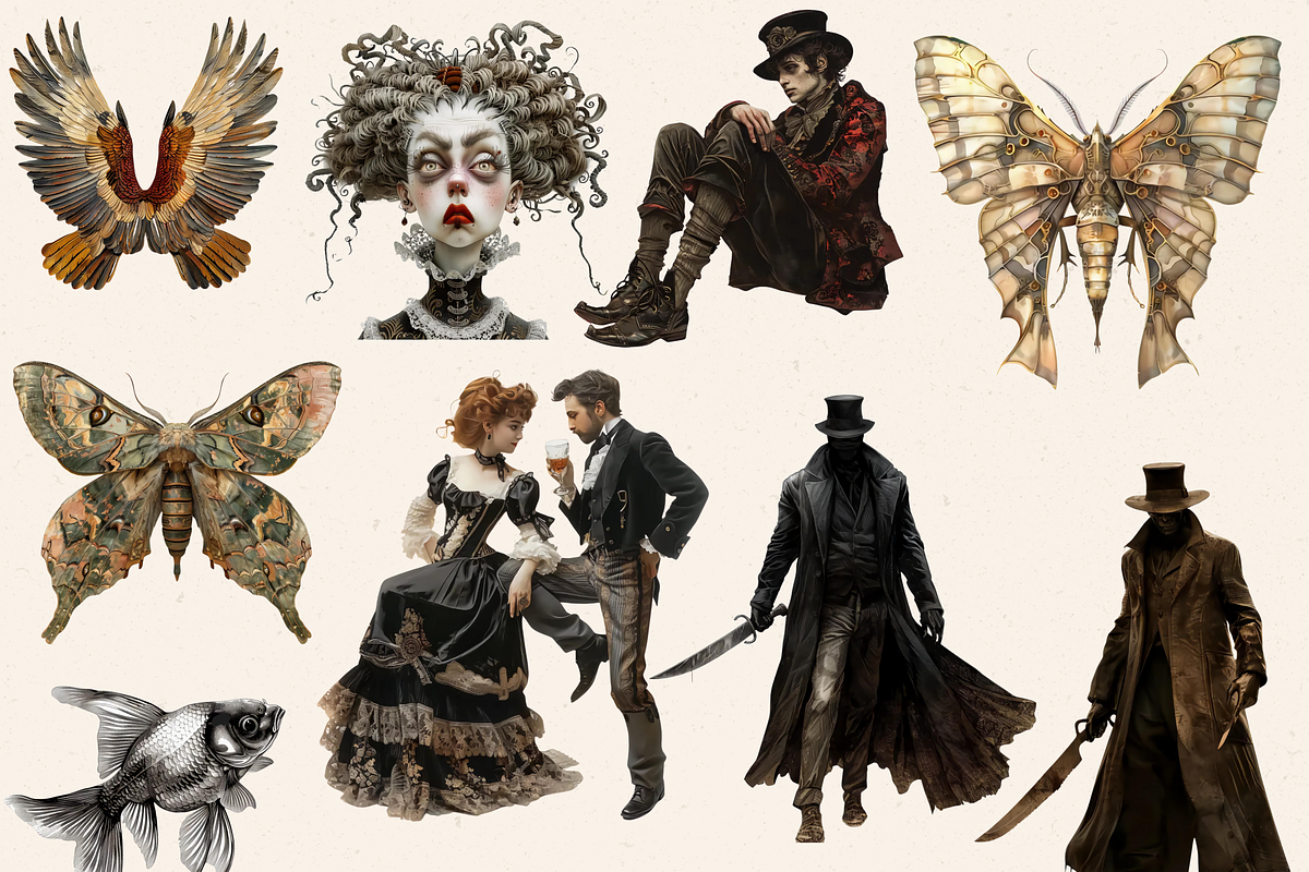 VICTORIAN WOMEN SURREAL CLIPART PACK, a Person Illustration by Daring Digies (Photo 5 of 10)