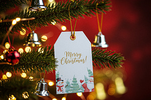 Hanging Christmas Tag Mockup, a Product Mockup by Designer Dude