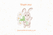 Cute bunny watercolor clipart set, an Illustration by susie-p-art (Thumbnail 16 of 16)