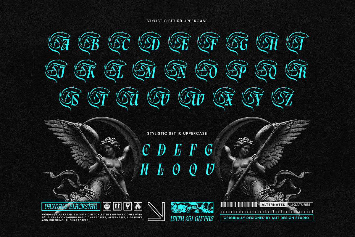 Vandals Blackstar Typeface, a Blackletter Font by alit design (Photo 15 of 20)