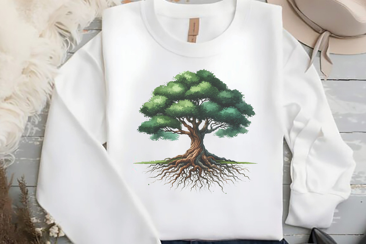 Green Watercolor Tree With Roots Cli, an Illustration by DreamCafeArt (Photo 6 of 7)