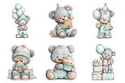 Whimsical birthday teddy bear clipar, an Illustration by SinaCreation (Thumbnail 5 of 11)
