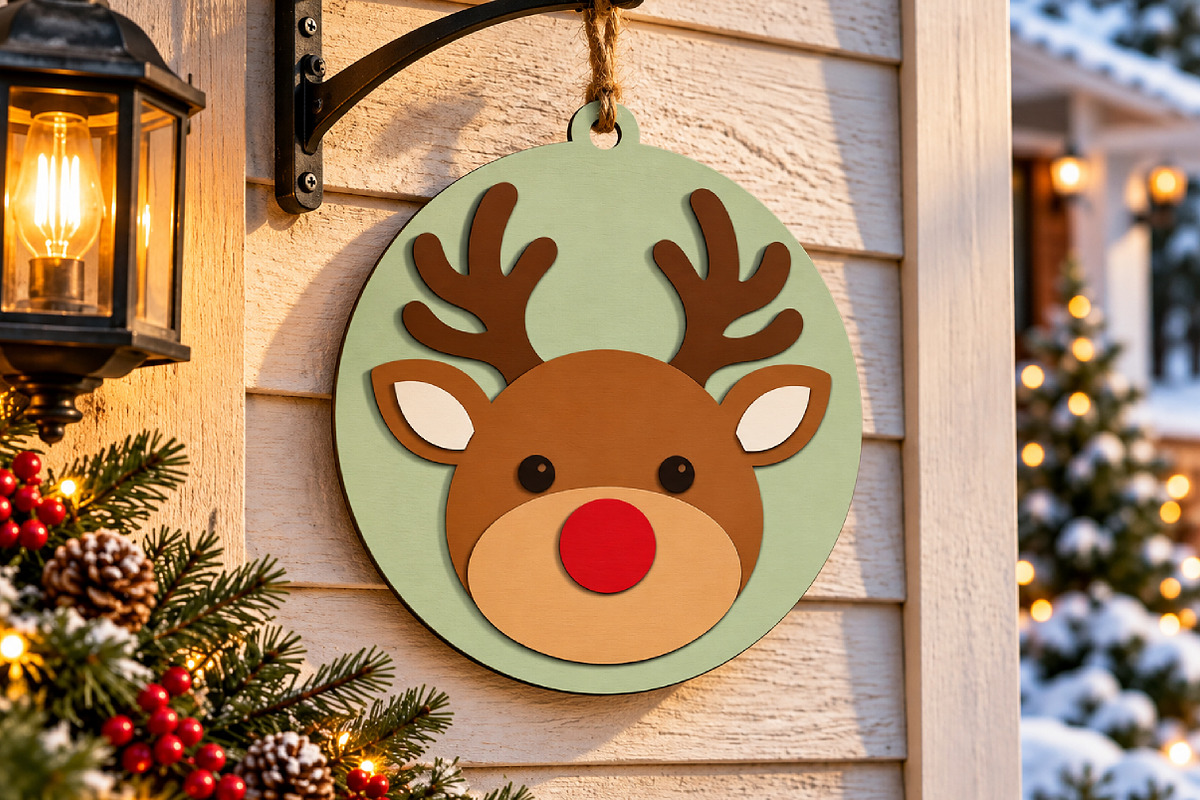 Reindeer Ornament Laser Cut File, an Object Graphic by Libby Wishes (Photo 1 of 3)