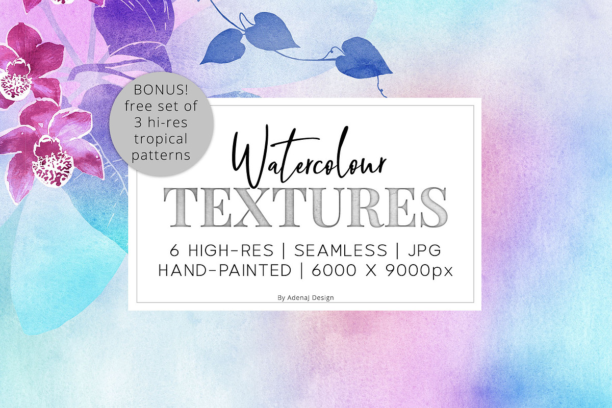 6 Huge Pastel Rainbow Watercolors, a Texture Graphic by AdenaJ (Photo 1 of 17)