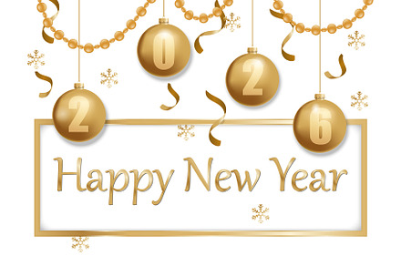 happy new year 2026 gold and white