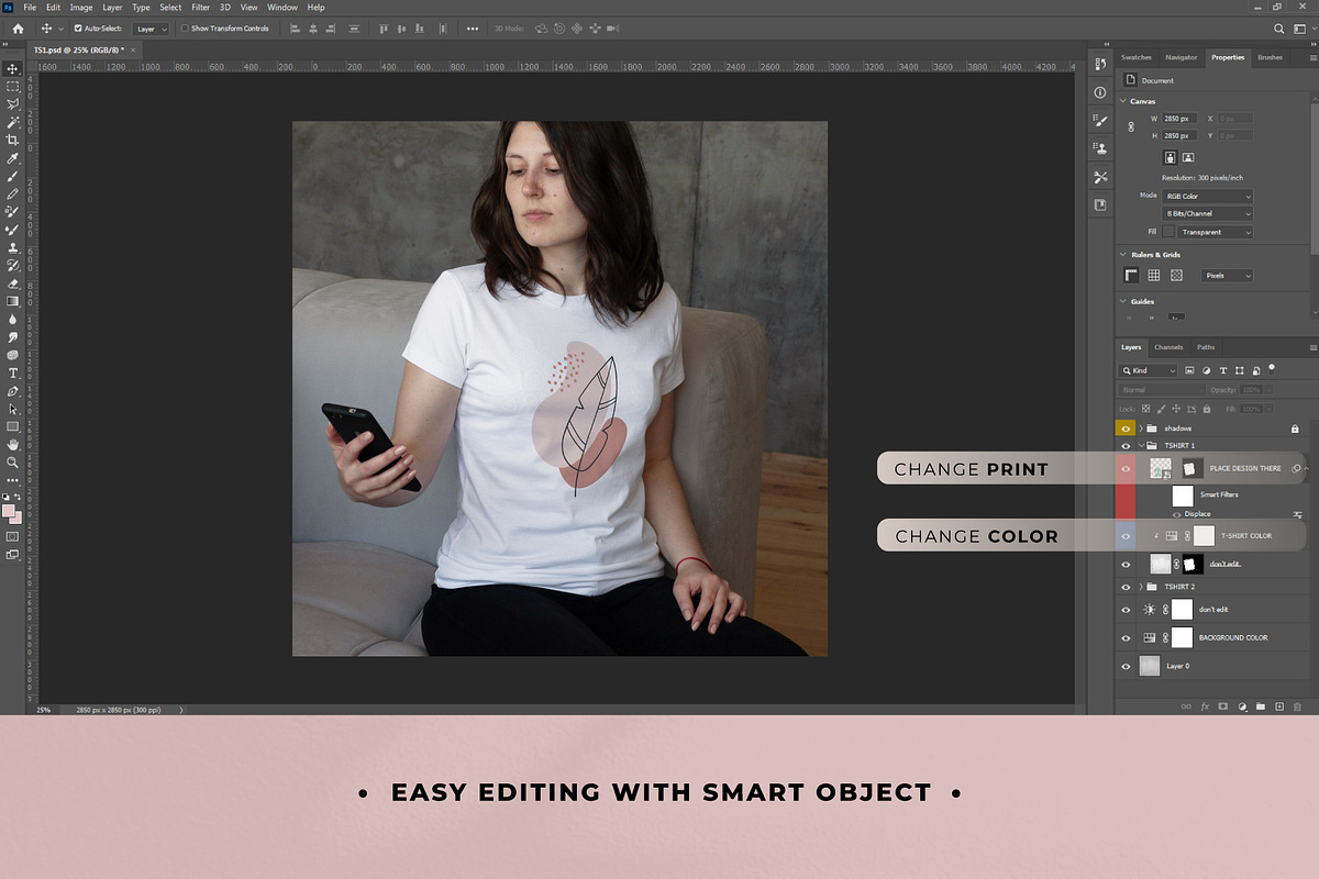 T-SHIRT MOCKUP MODEL WITH PHONE, a Shirt Mockup by TrendkeyMockups (Photo 3 of 4)