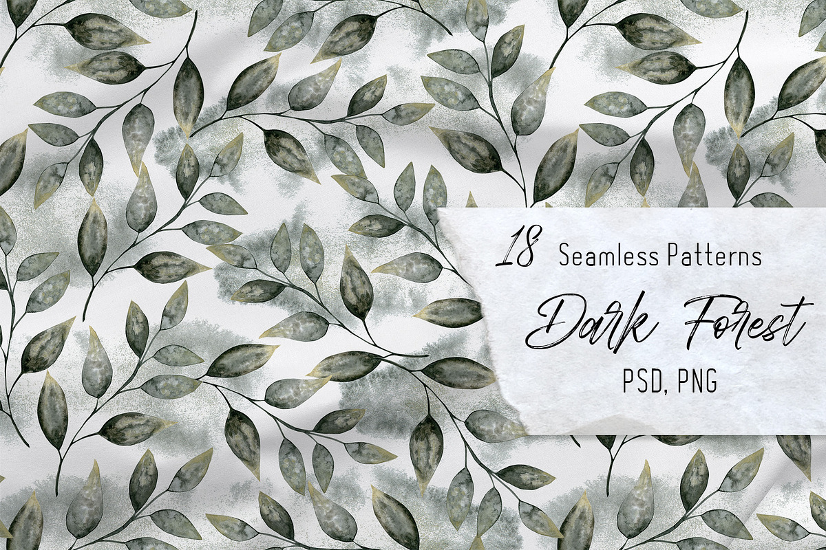 Dark Forest Monochrome Patterns, a Pattern Graphic by KomannaArt (Photo 1 of 7)
