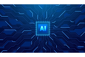 Futuristic concept of AI chip, a Technology Illustration by Andrey Yaroslavtsev