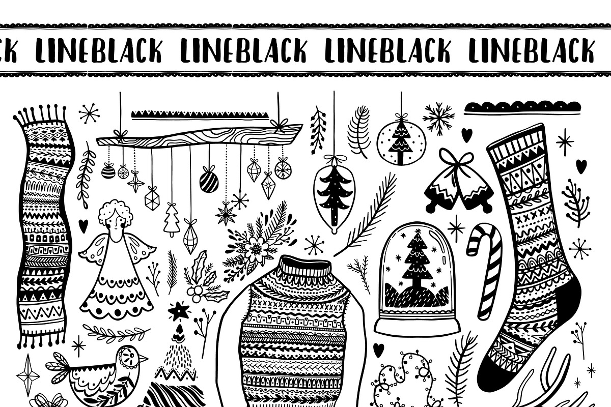 Merry christmas-doodle set, a Decorative Illustration by Moonflora (Photo 2 of 9)