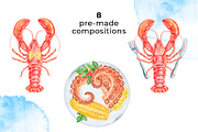 Seafood Watercolor Clipart, a Food Illustration by Eves_Aquadreams (Thumbnail 4 of 12)