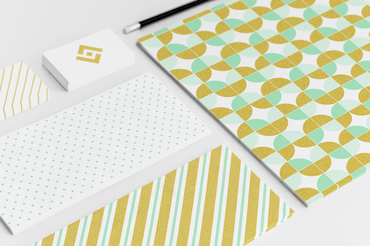Mint And Gold Patterns Digital Paper preview 2