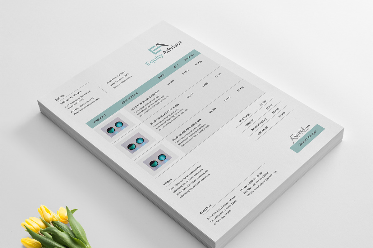 Clean Invoice Form, a Stationery Template by TelaTemplates (Photo 5 of 8)