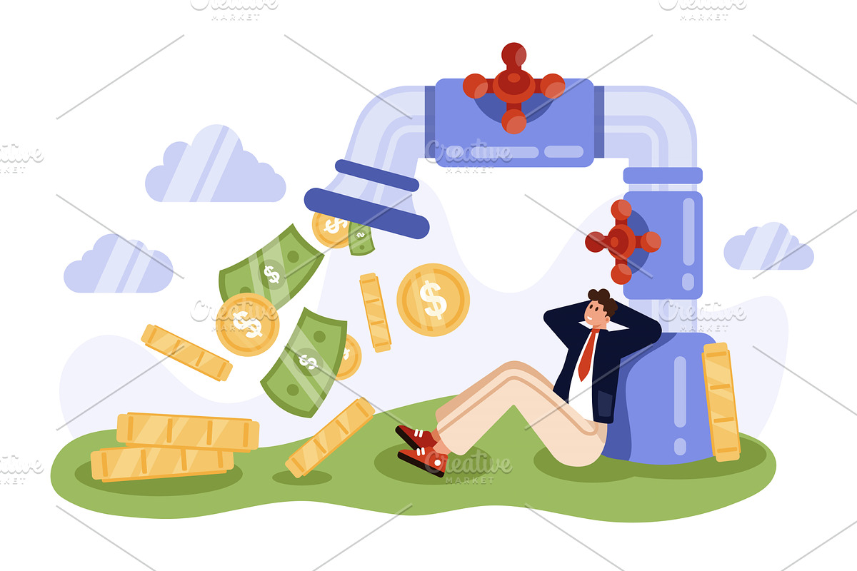Passive income for financial freedom, a Finance Illustration by Flashvector