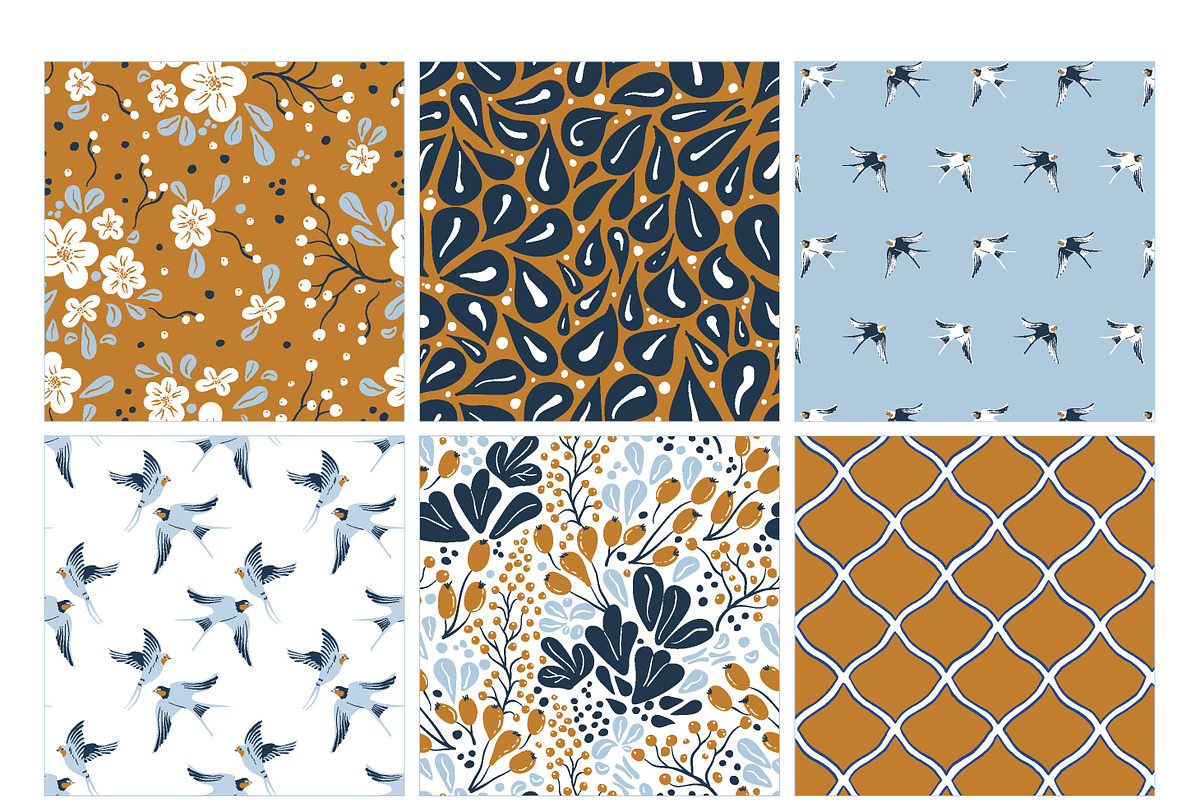 SWALLOW pattern collection, a Pattern Graphic by RenattaZare (Photo 4 of 17)