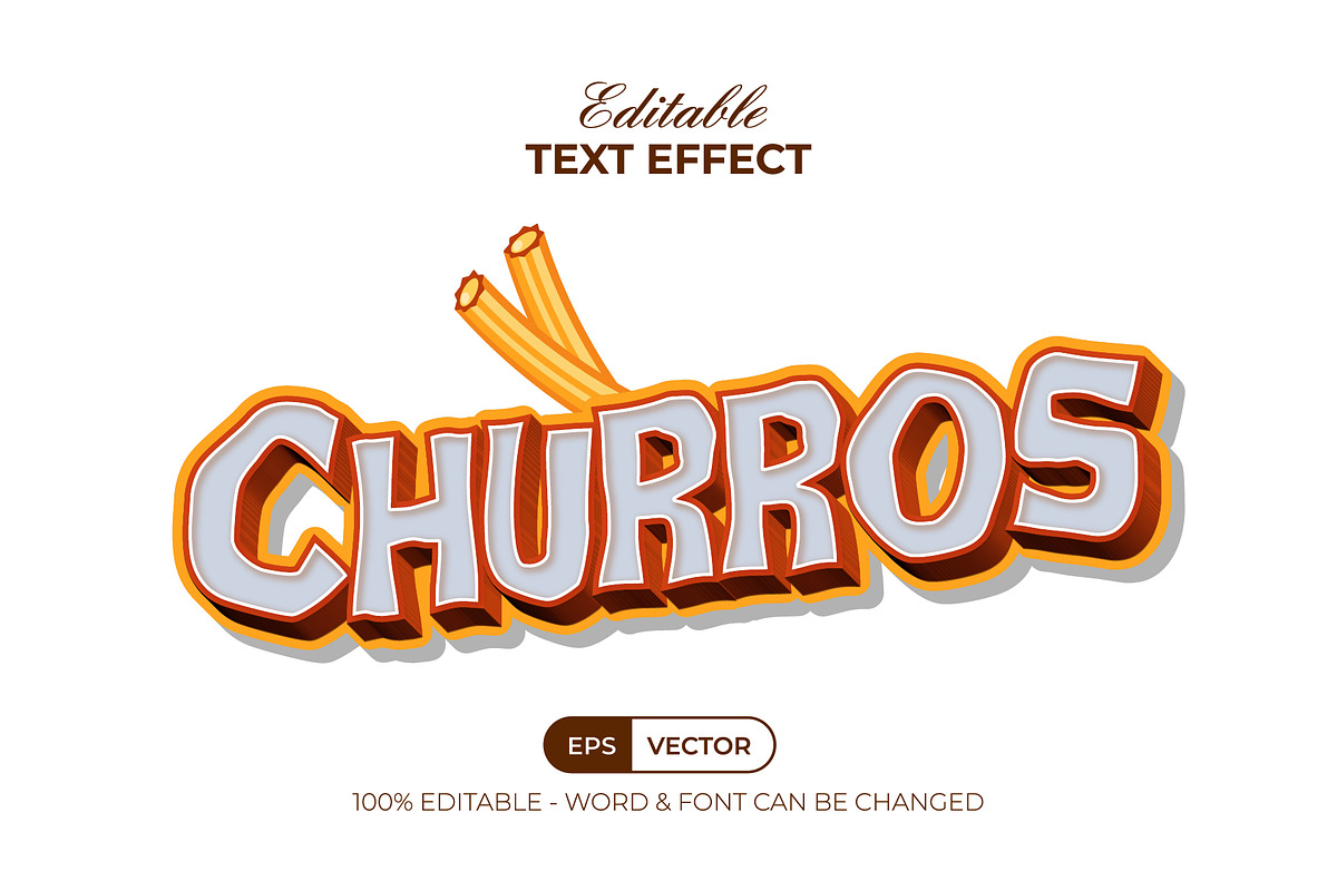 Churros Text Effect 3D Wave Style, a Layer Style Add-On by Mockmenot (Photo 1 of 2)