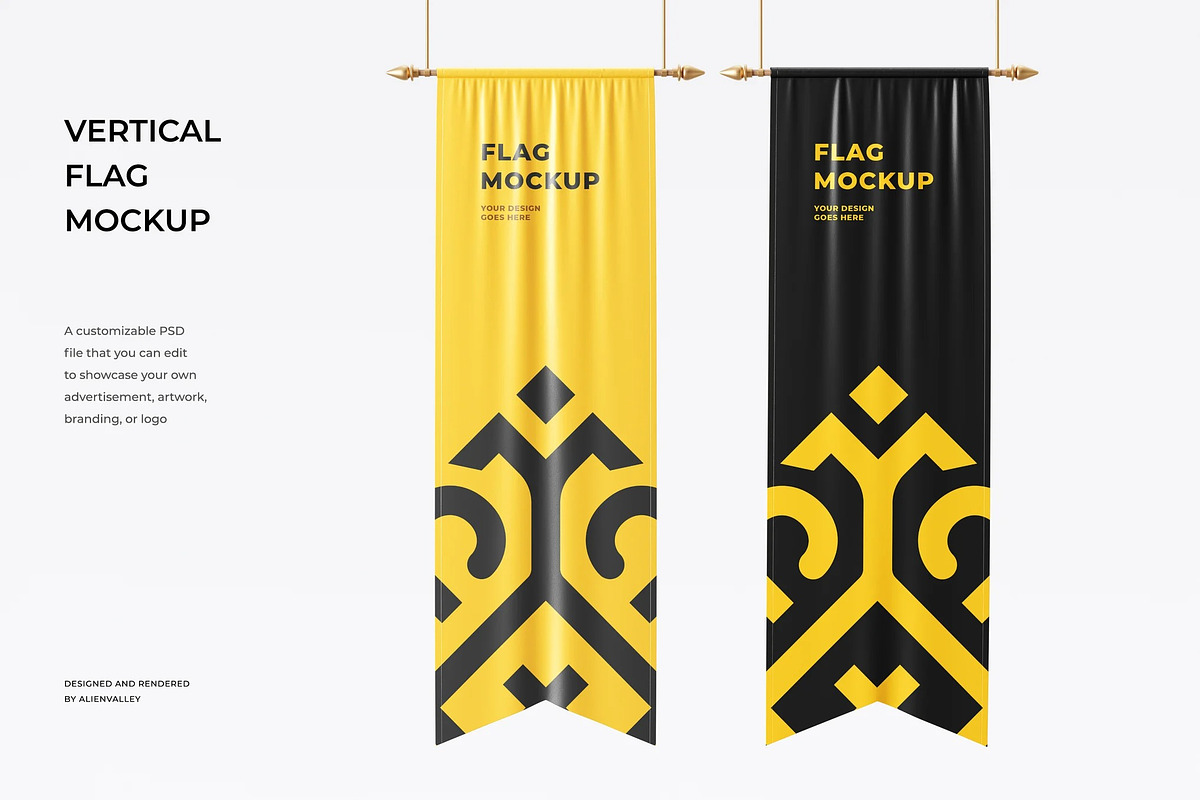 Vertical Flag Mockup, an Advertising Mockup by zpackcreative (Photo 1 of 5)