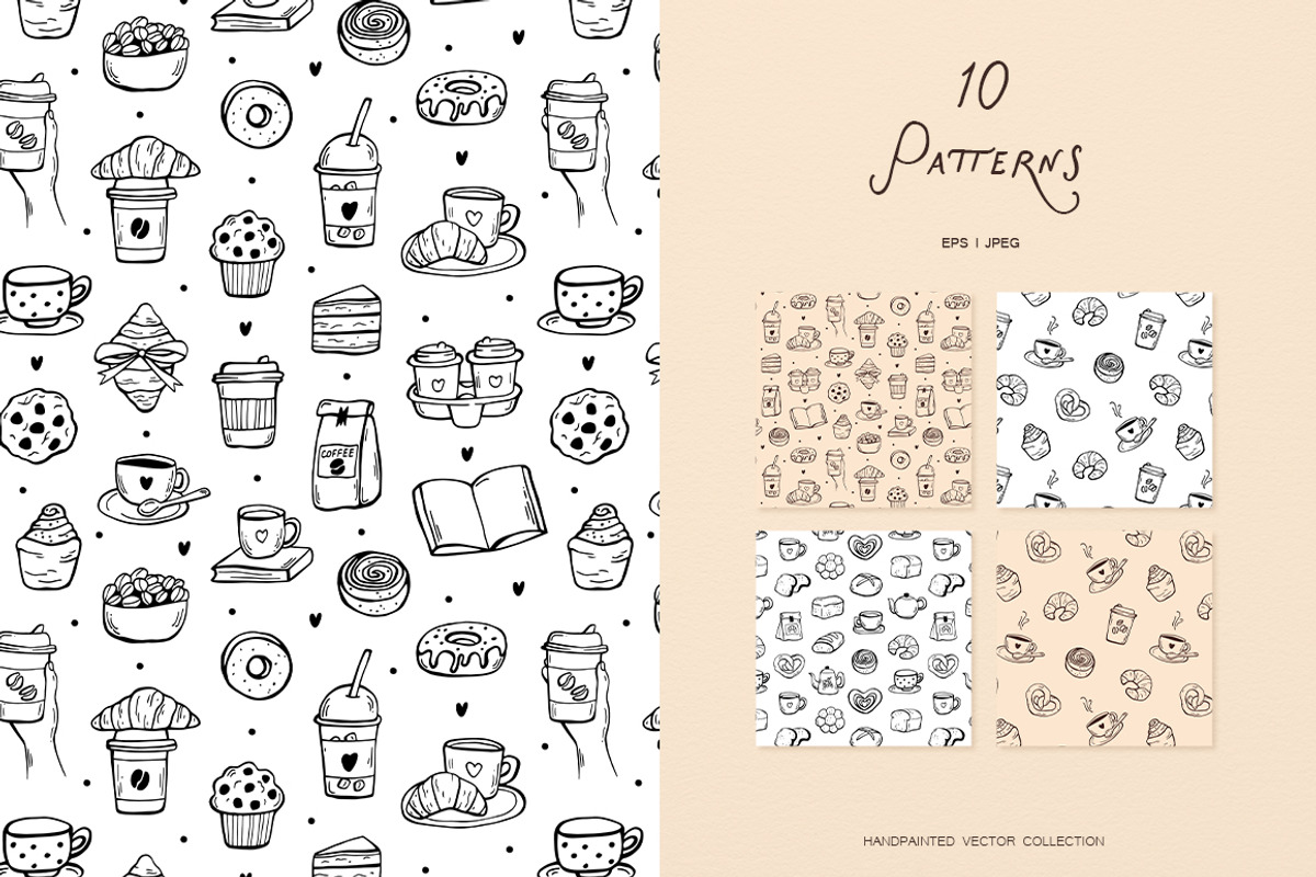 Coffee And Bakery Only Whimsical Set, a Food Illustration by ViktoriyaD (Photo 10 of 14)