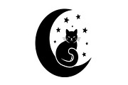 50 Cat Moon Silhouette Vector Bundle, an Illustration by jahid234 (Thumbnail 25 of 51)