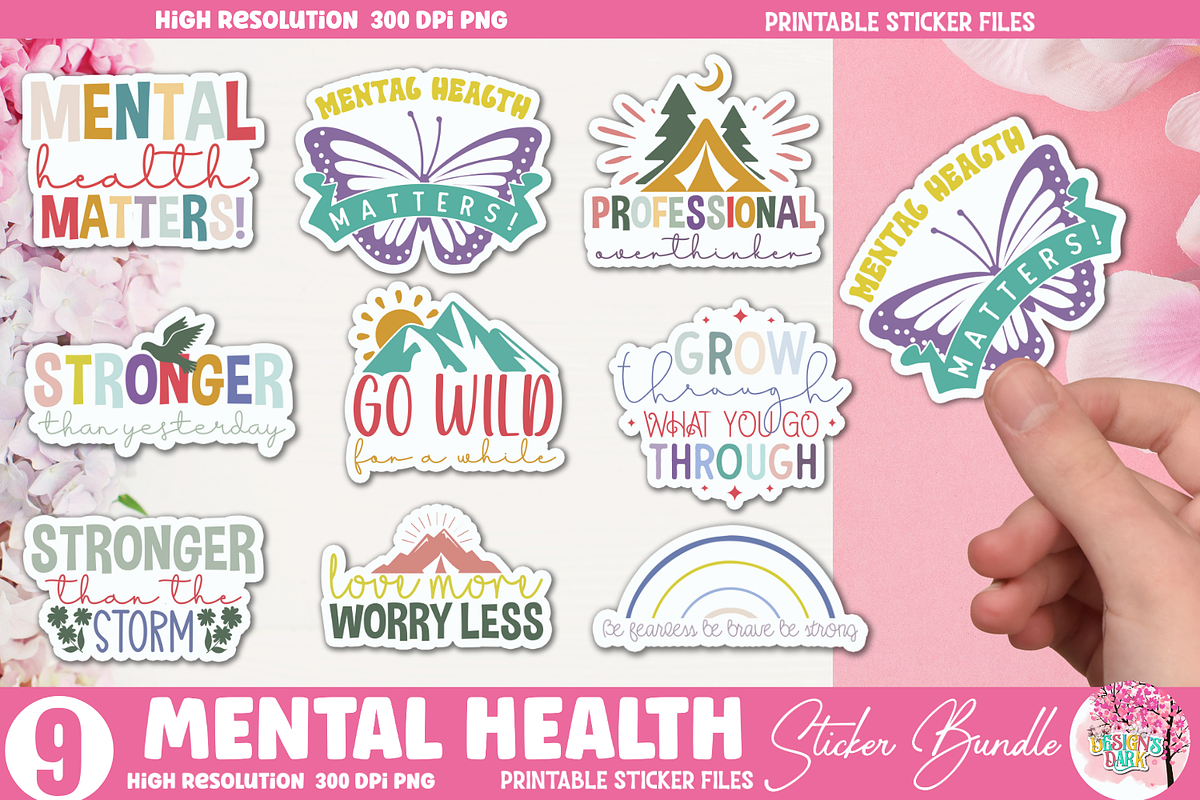 Mental Health Sticker Bundle, an Object Graphic by Design's Dark (Photo 1 of 8)