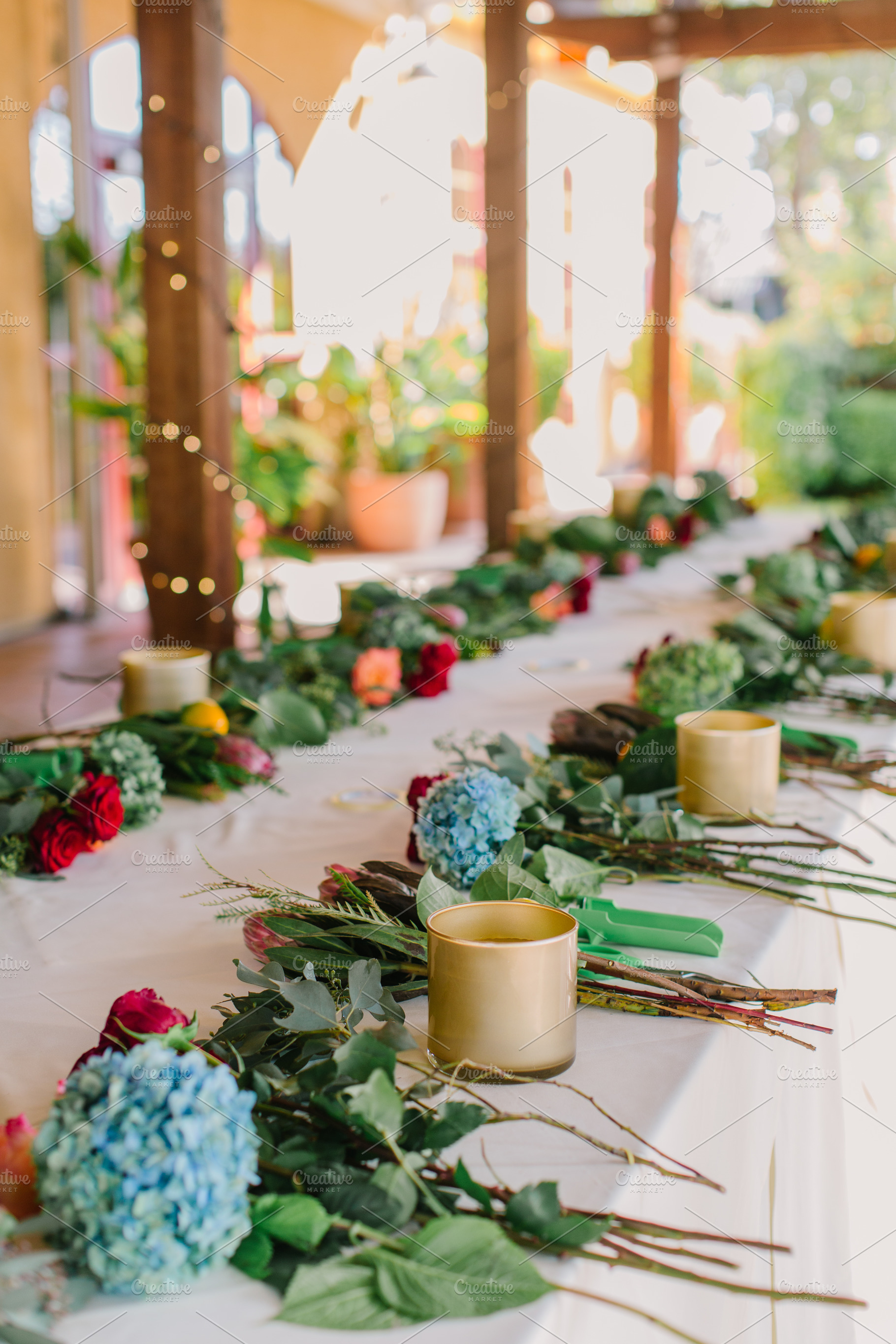 Floral arranging class prep set up, an Arts & Entertainment Photo by S Hopkins Photo