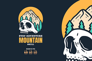 Mountain Skull Retro illustration, an Object Illustration by Decoconio Design