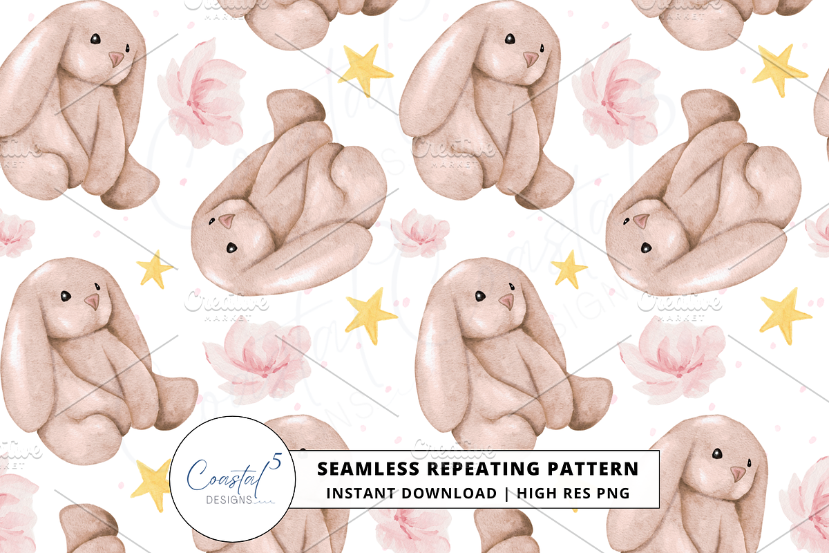 Bunnies Seamless Pattern, a Pattern Graphic by Coastal 5 Designs (Photo 1 of 3)