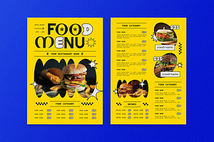 Yellow Retro Food Menu, a Flyer Template by Aiyari Graphic