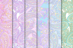 6 Fabric paisley patterns, a Pattern Graphic by antalogiya