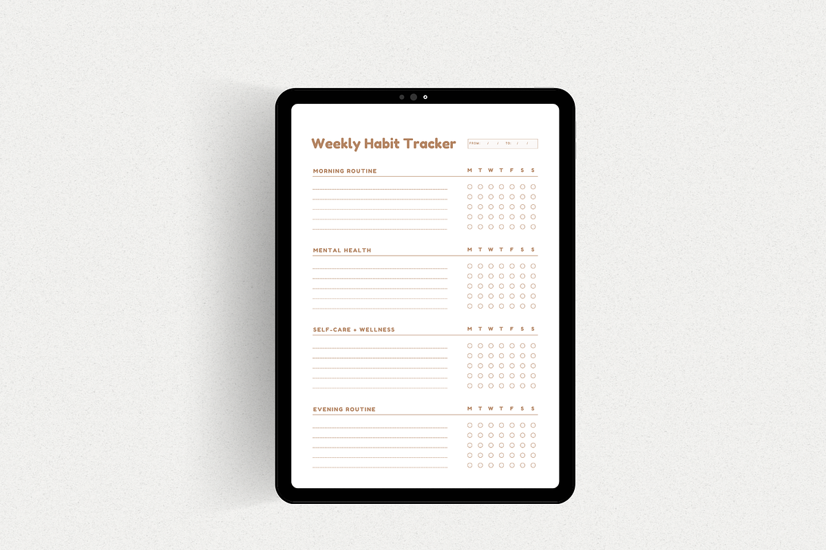Weekly Habit Tracker Printable, a Stationery Template by The Chaos Project