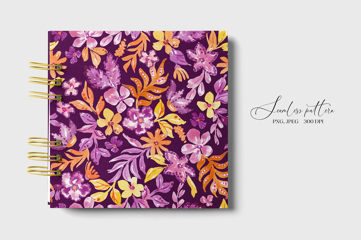 Purple Floral Seamless Pattern, a Pattern Graphic by SirenaArt (Photo 10 of 15)
