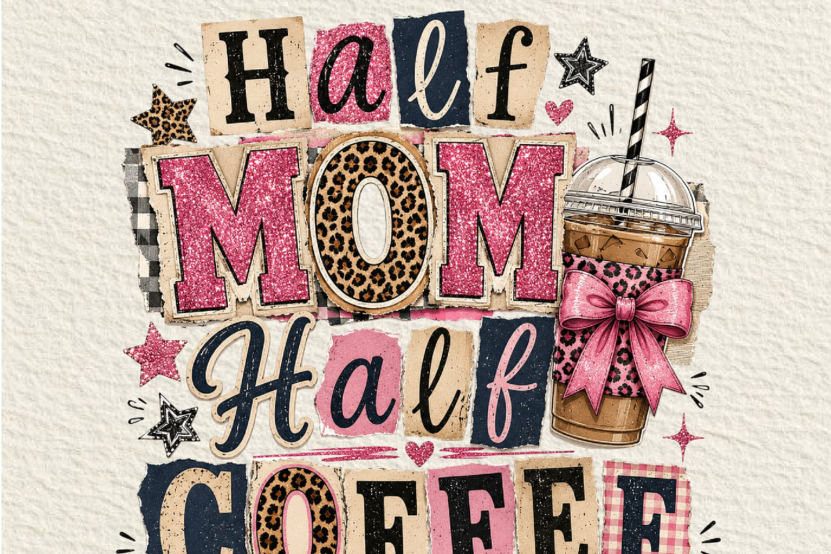 Half Mom Half Coffee PNG, an Object Illustration by DreamCafeArt (Photo 1 of 6)