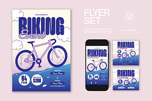 Purple Pink Biking Event Flyer Set, a Flyer Template by graphicook