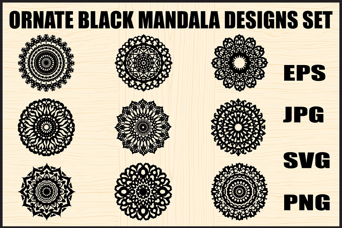 Ornate Black Mandala Vector Set, an Object Graphic by Creativeshirt (Photo 1 of 7)