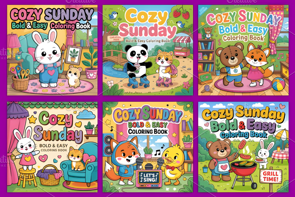 Cozy Sunday Bold & Easy Coloring, an Animal Illustration by Ink Gallery (Photo 3 of 4)
