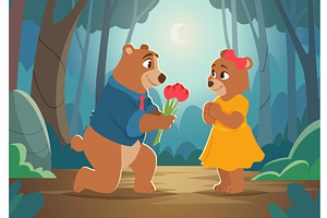 Animal couples. Lovely happy, an Animal Illustration by Onyx