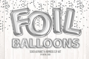 Silver Foil Balloon Alphabet Clipart