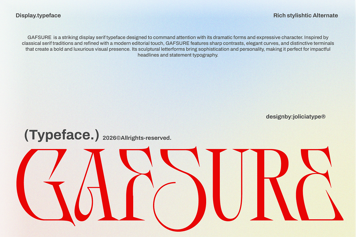 Gafsure | Modern Serif, a Serif Font by Jolicia Type (Photo 1 of 15)