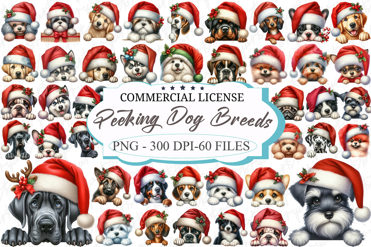 Playful Peeking Dog Breeds Clipart, an Illustration by designcity5 (Photo 1 of 5)