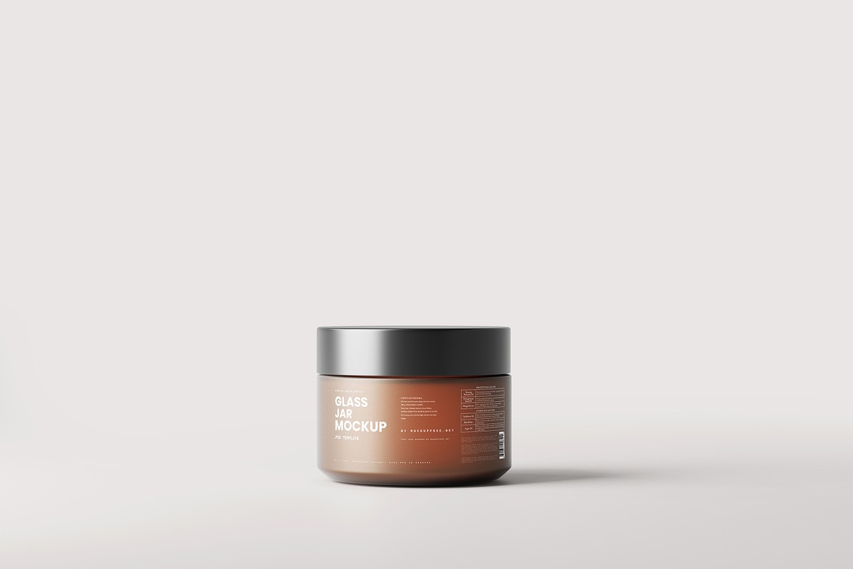 Frosted Amber Glass Jar Mockups, a Packaging Mockup by MockupFree.Net (Photo 1 of 6)