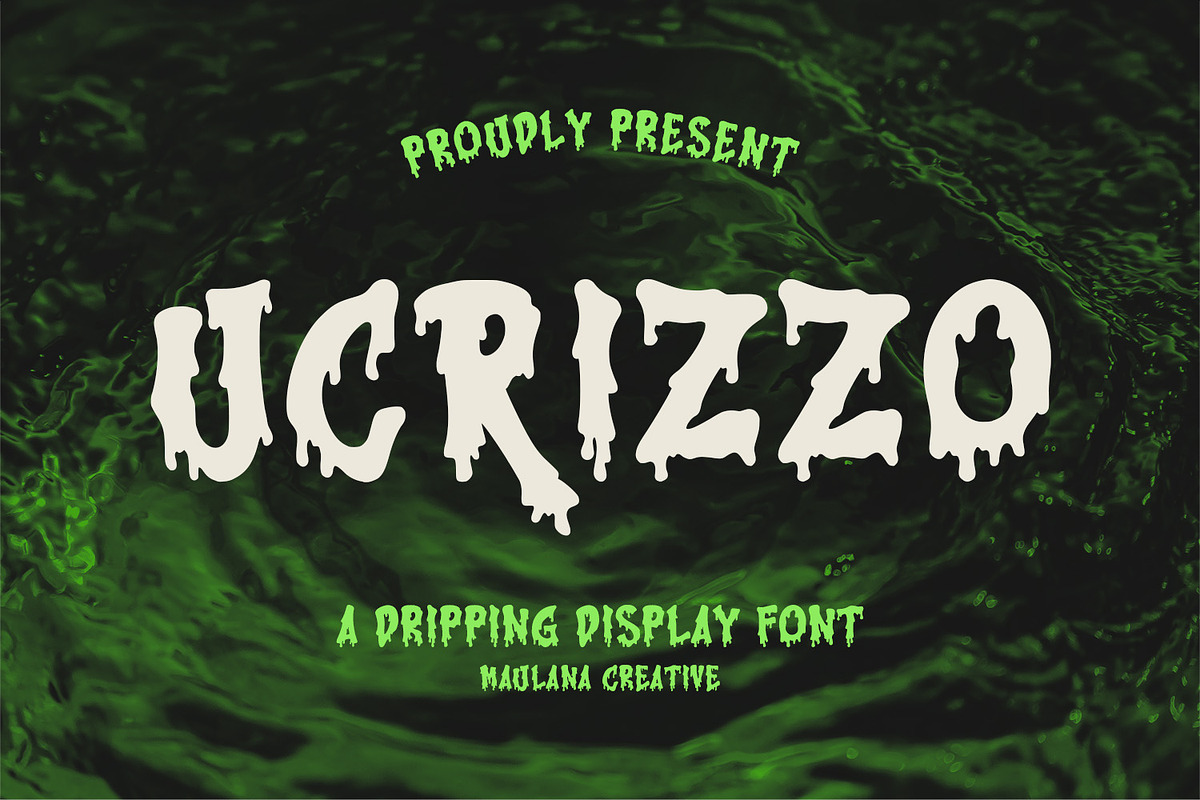 Ucrizzo Dripping Display Brush Font, a Handwritten Font by Maulana Creative (Photo 1 of 7)