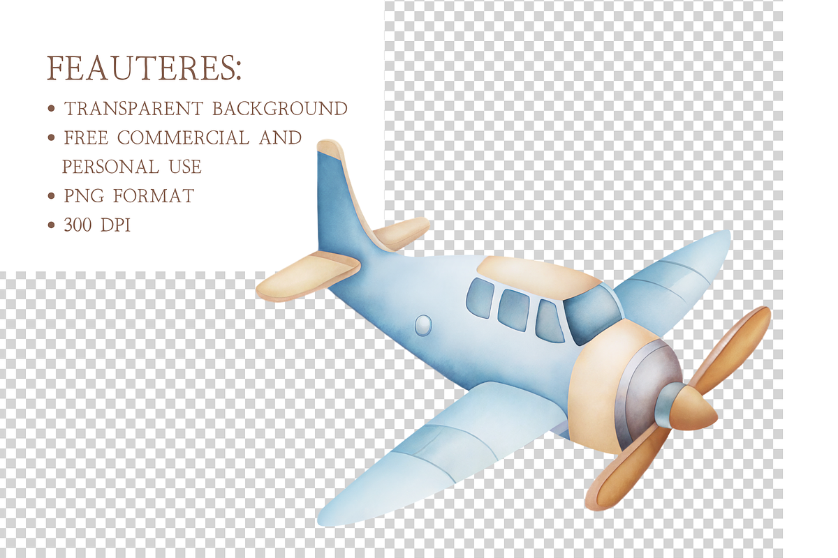 Watercolor Air Transport Clipart, an Illustration by MockupWizard (Photo 4 of 5)