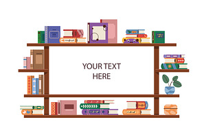 Bookshelf frame with text. Vector, an Education Illustration by Elegant Solution