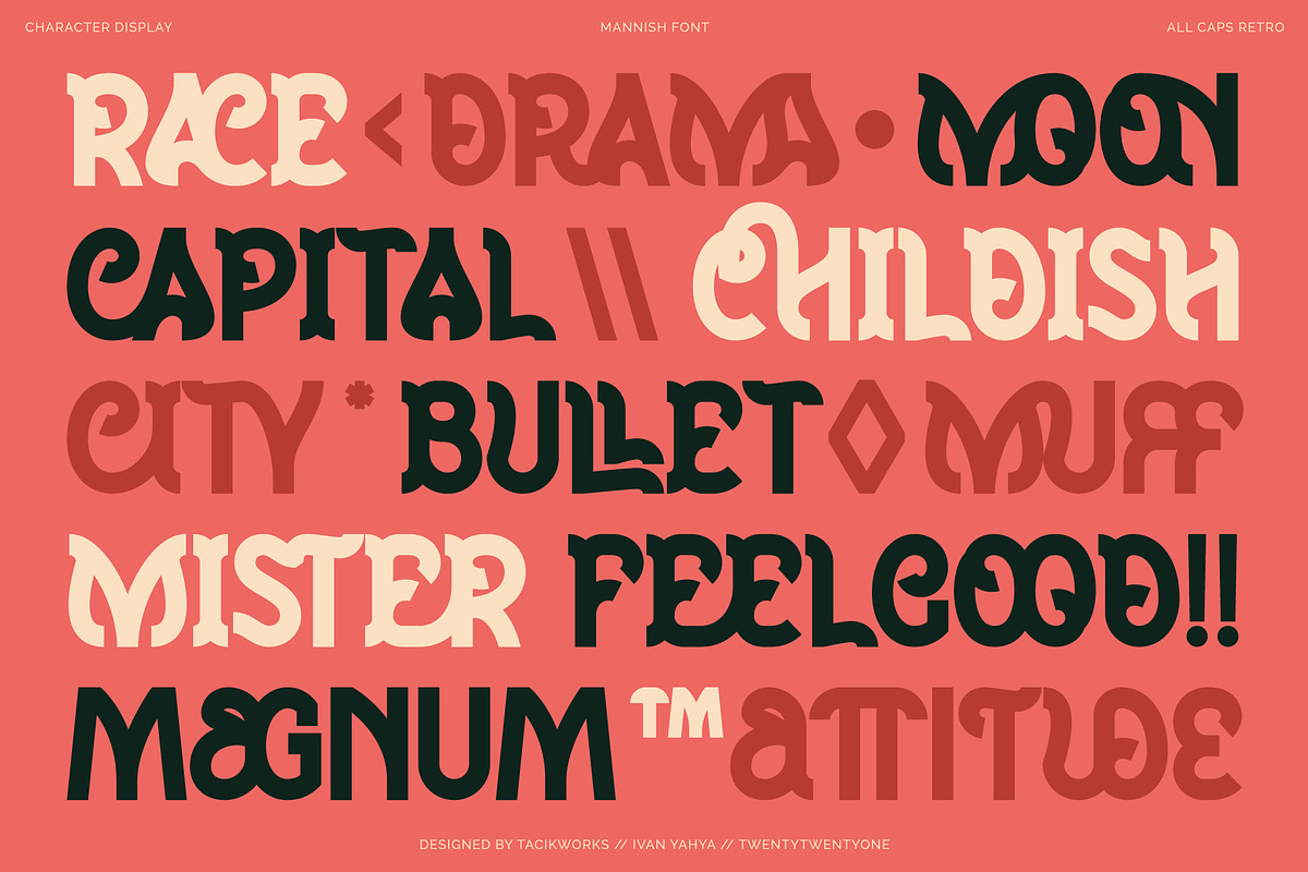 Mannish All Caps Retro Display Font, a Slab Serif Font by Wortfice (Photo 5 of 11)