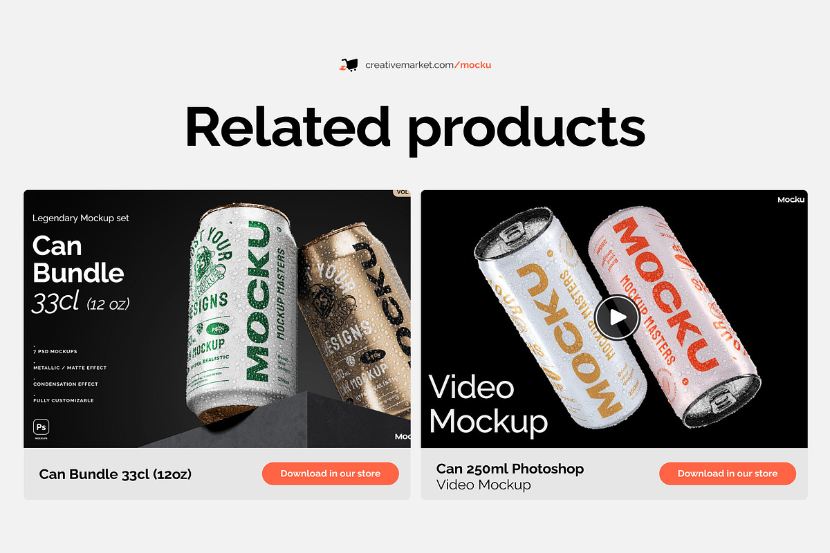 Can Bundle - 25cl (8.4oz), a Cups & Container Mockup by Mocku (Photo 12 of 13)